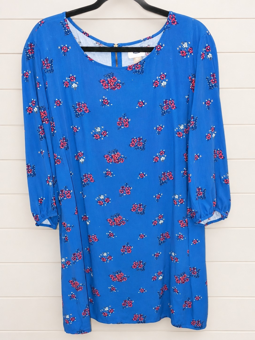 Old Navy Bright Blue Floral Long Sleeve Shift Dress Size XXL